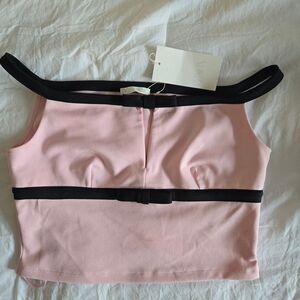 Pink and Black Women's Zara Top nwt